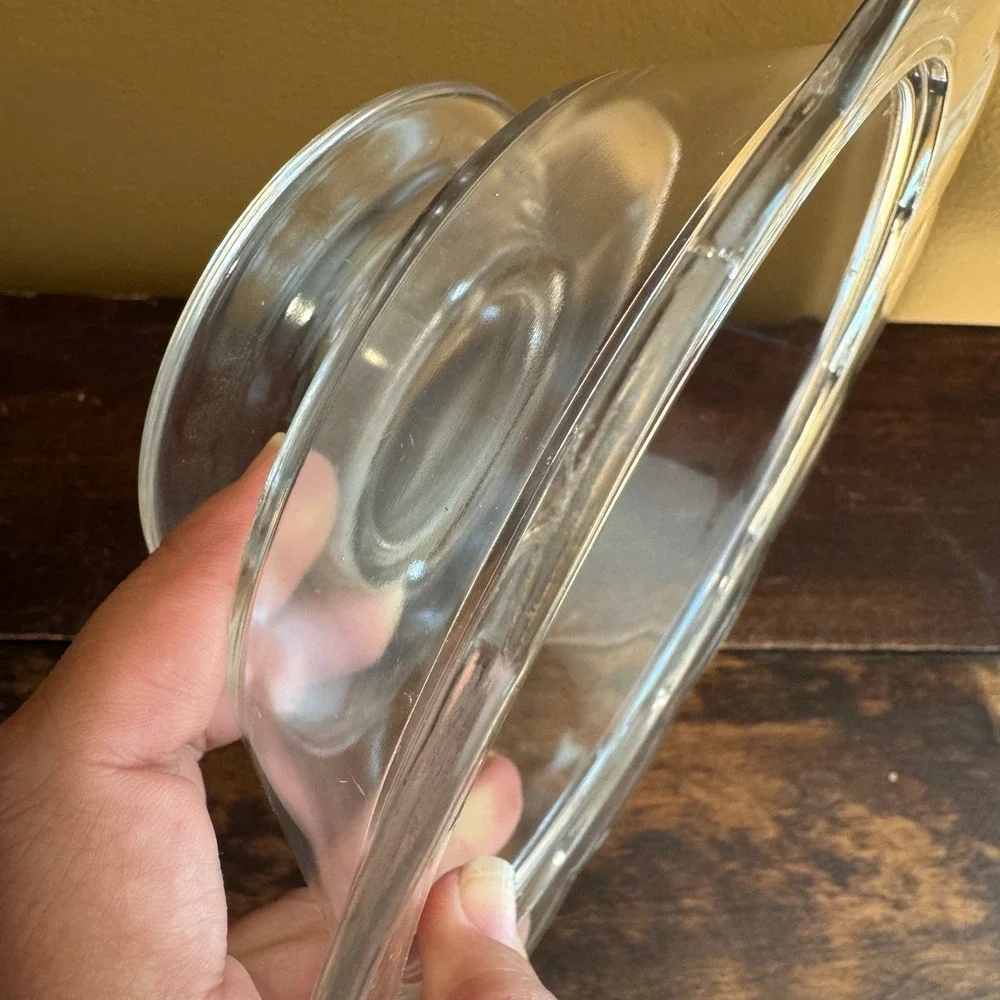 Vintage Clear Glass Dessert Butter Dish Cover with Scalloped‎ Edge and Lid
